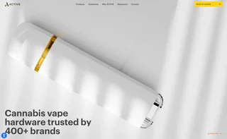 The ACTIVE home page hero rendered on a light backdrop, featuring the Axil Mini Pro battery